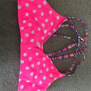 Pink polka dot swim top